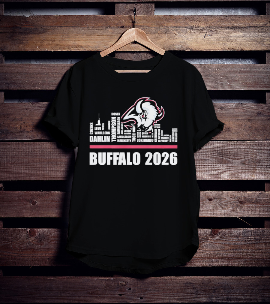 Buffalo Sabres 2026 NHL Ice Hockey Skyline Players City Shape T-Shirt
