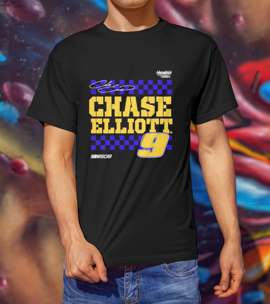 Chase Elliott 9 NASCAR Hendrick Motorsports Vive La Fete Autographed T-Shirt
