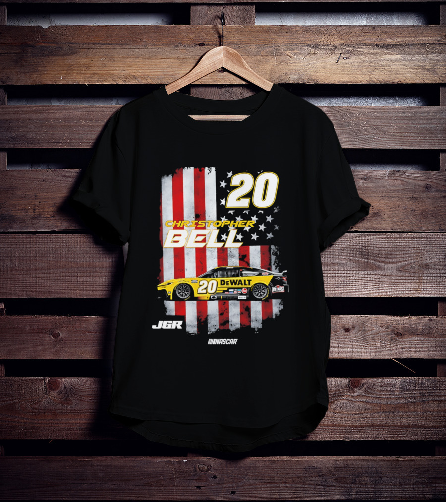 Christopher Bell 20 NASCAR DeWalt JGR Stars Stripes Racing T-Shirt