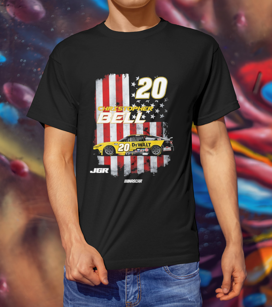 Christopher Bell 20 NASCAR DeWalt JGR Stars Stripes Racing T-Shirt