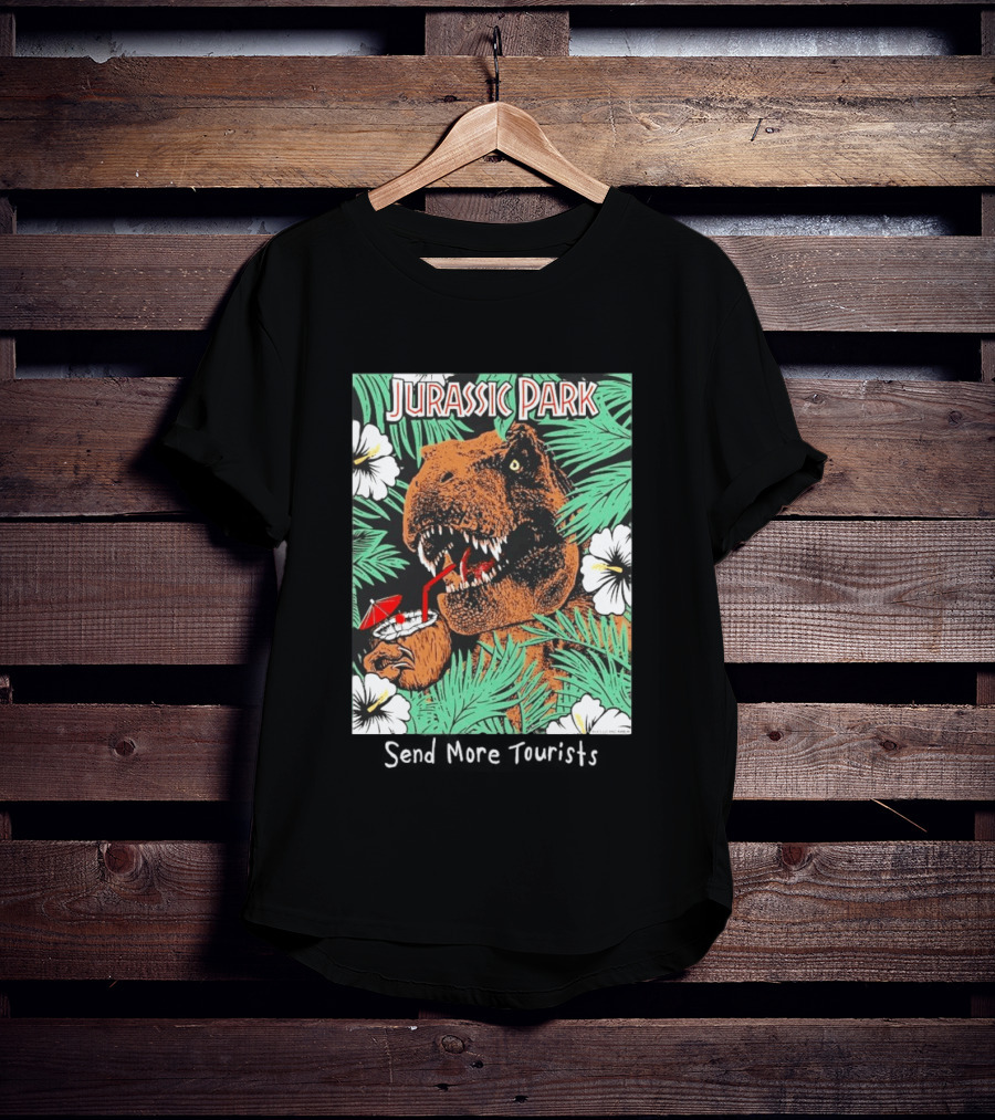 Jurassic Park Send More Tourists Rex Tropical Drink Scene T-Shirt