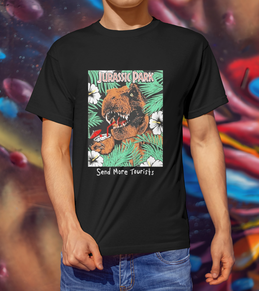 Jurassic Park Send More Tourists Rex Tropical Drink Scene T-Shirt
