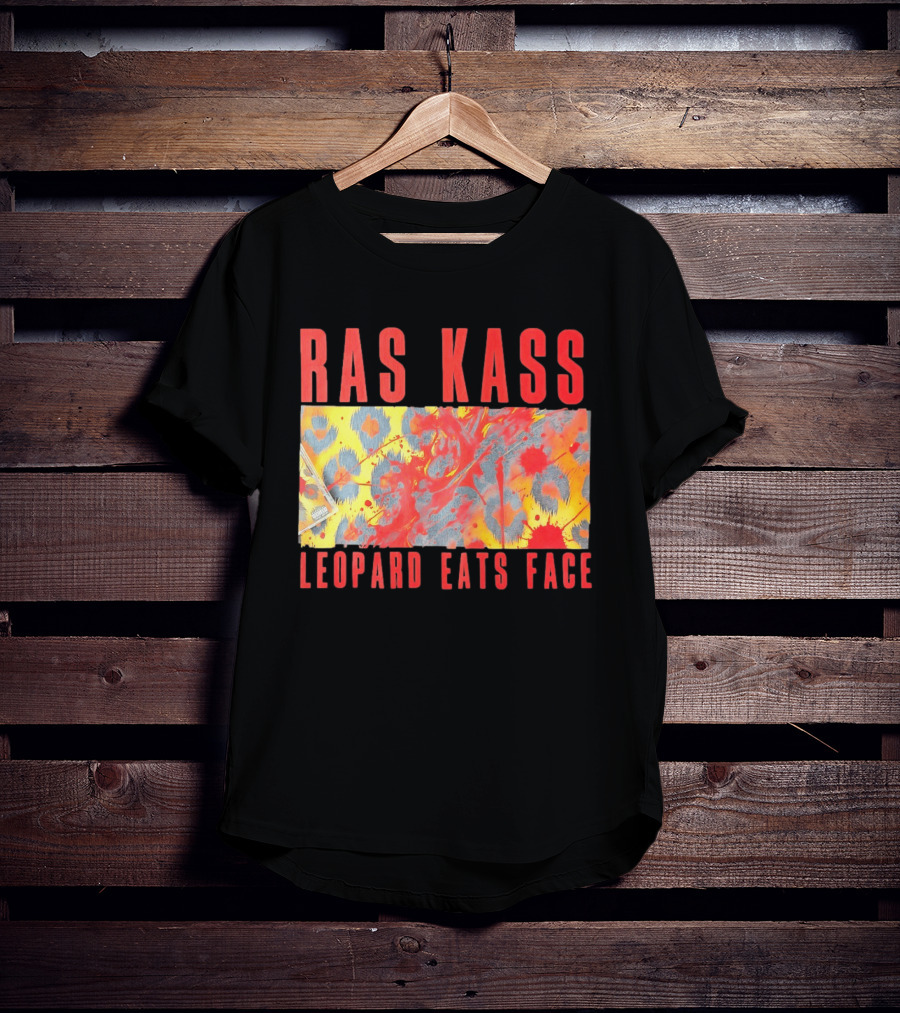 Ras Kass Leopard Eats Face Abstract Art With Blood Splatter And Animal Print T-Shirt