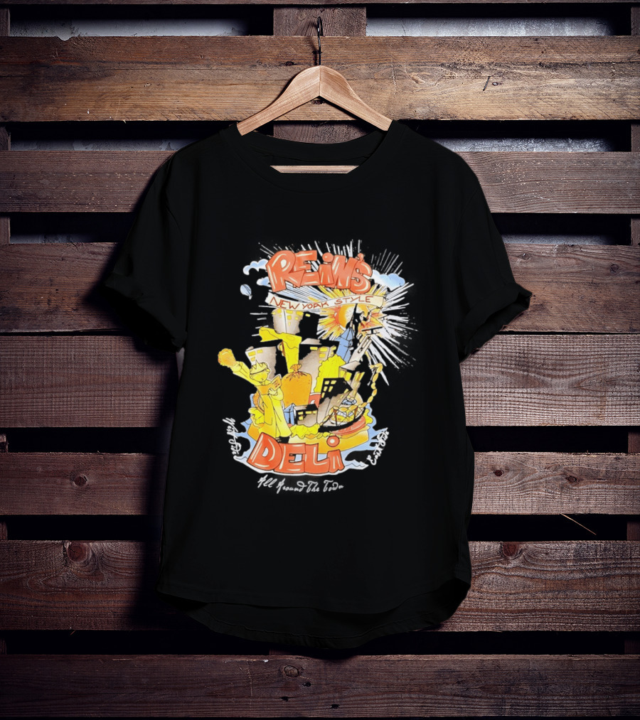 Rein's New York Style Deli Statue Of Liberty Cityscape Explosion T-Shirt
