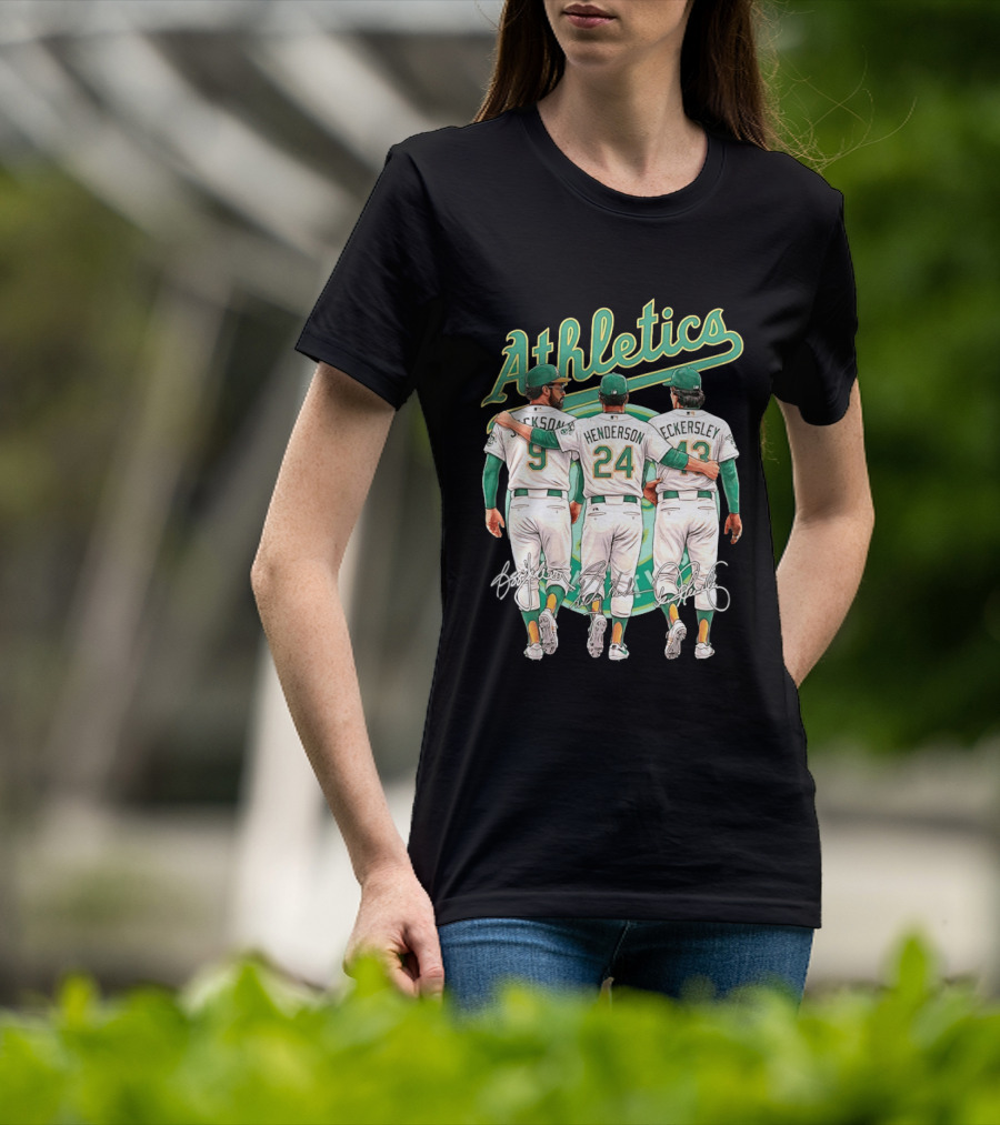Rickey Henderson Reggie Jackson Dennis Eckersley Oakland Athletics Legends T-Shirt