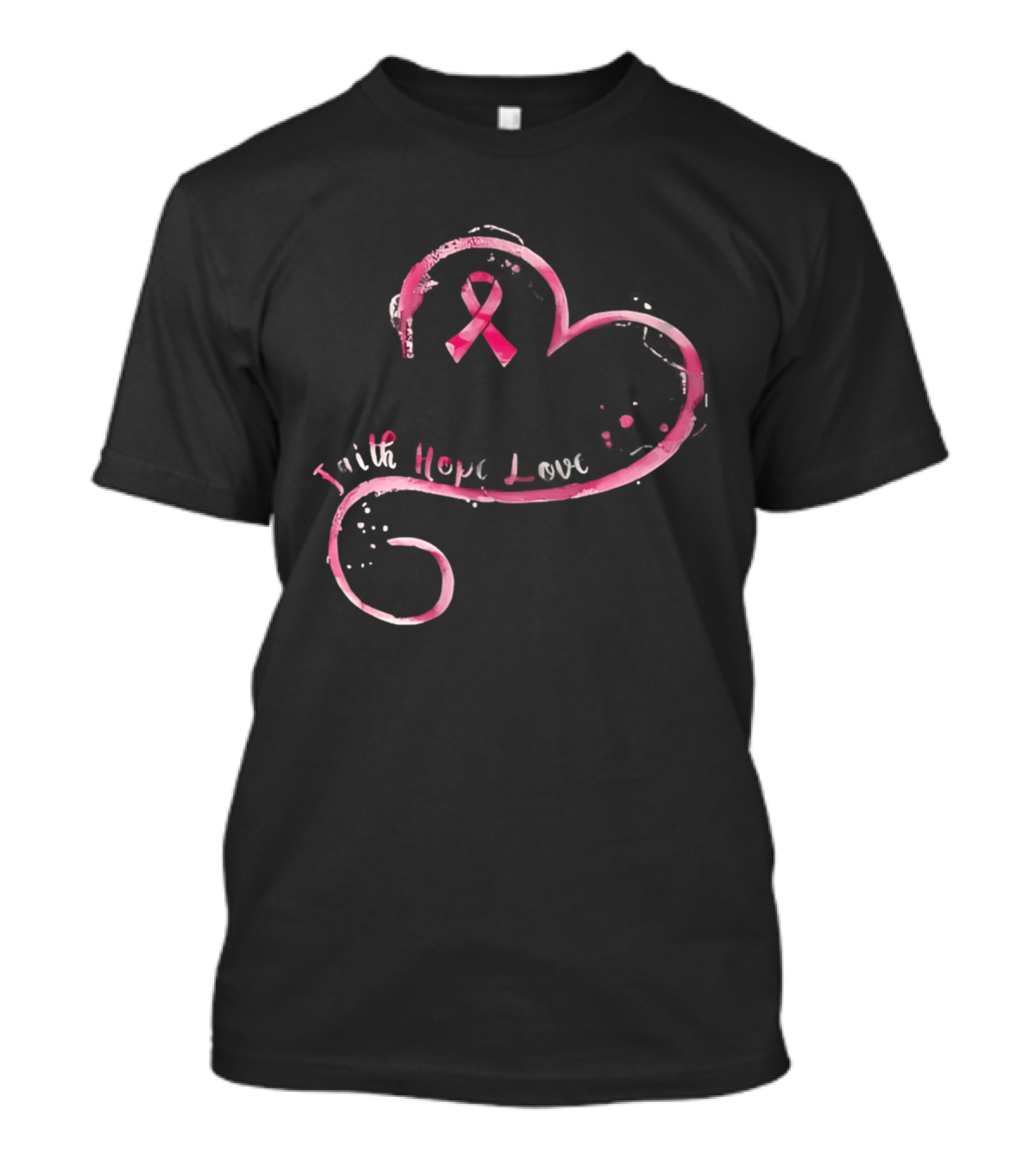 Faith Hope Love Pink Ribbon Breast Cancer Awareness Month T-Shirt