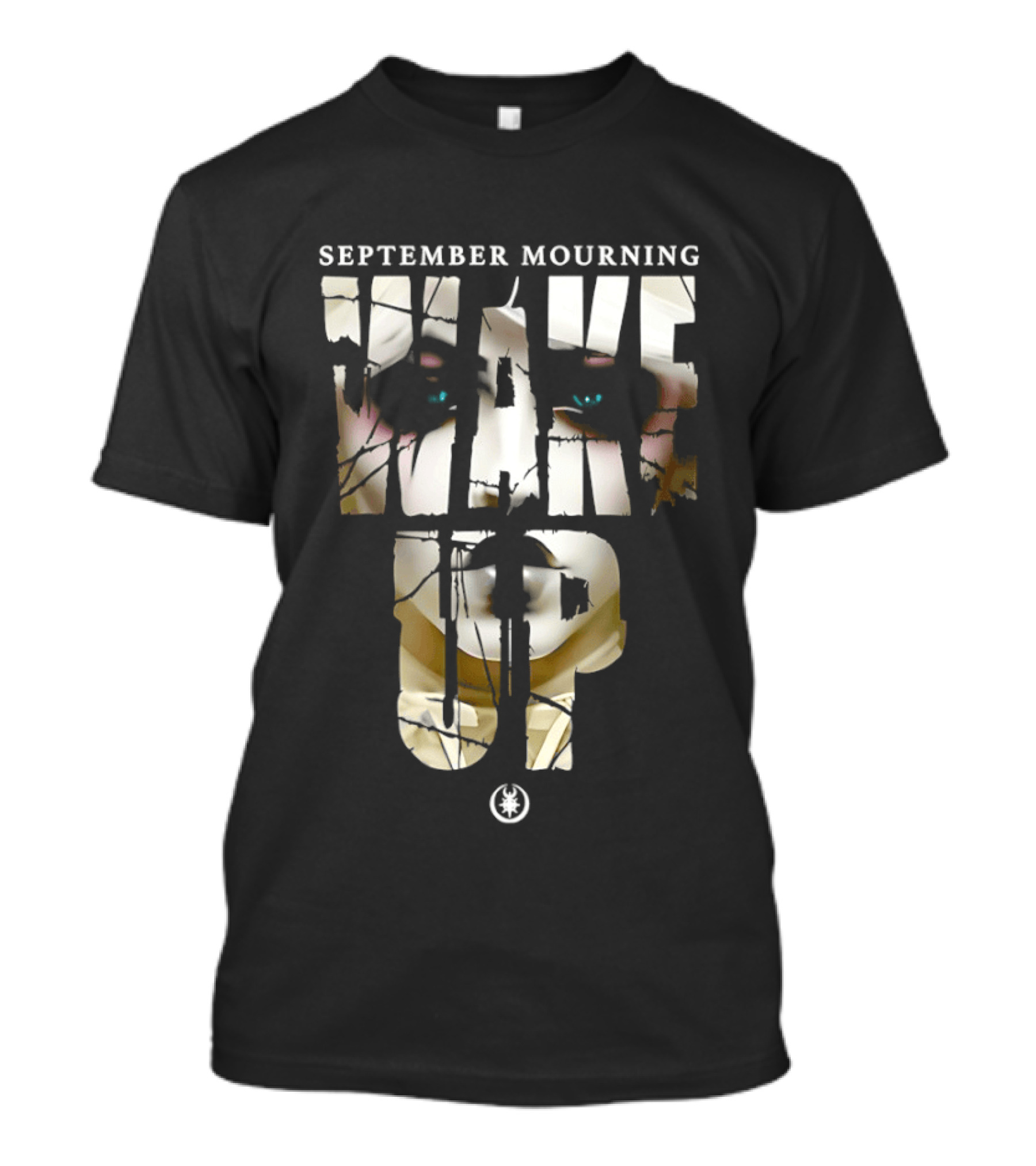 September Mourning Wake Up Graphic Text With Subtle Floral Eyes T-Shirt