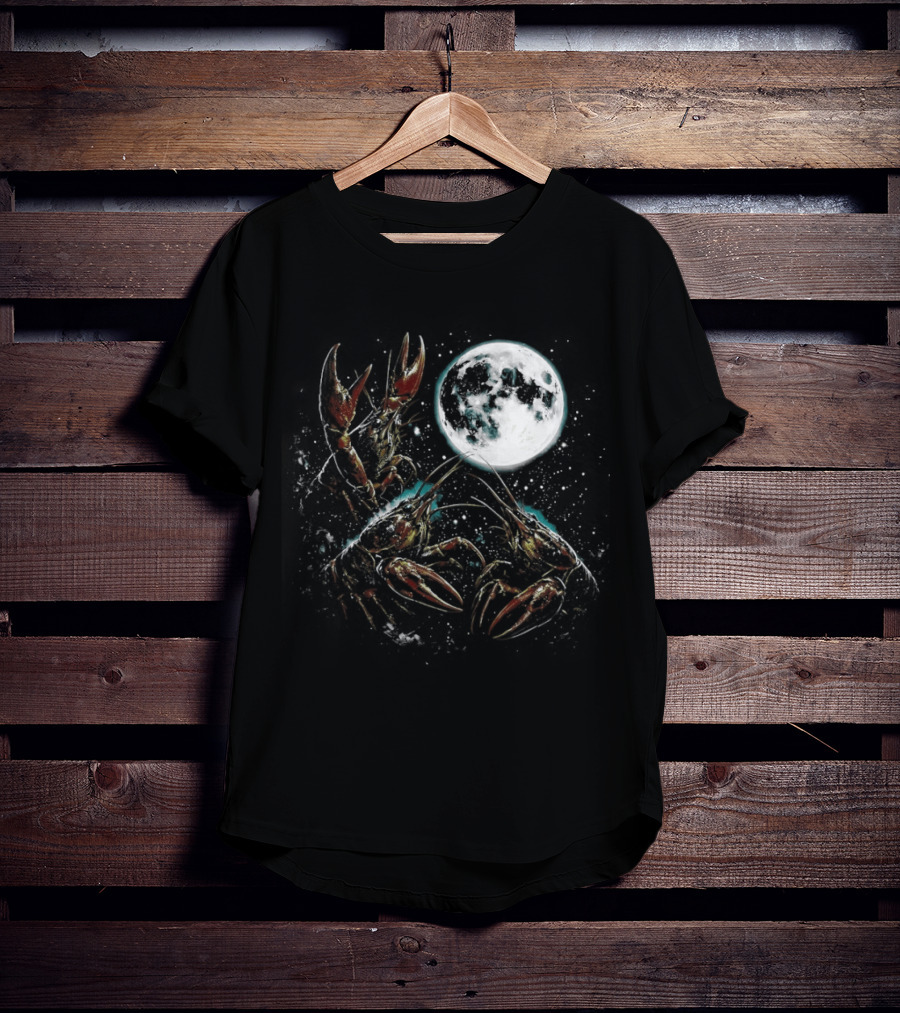 Three Crawfish Moon Galaxy Space Animal Lunar Crawdad Trio T-Shirt