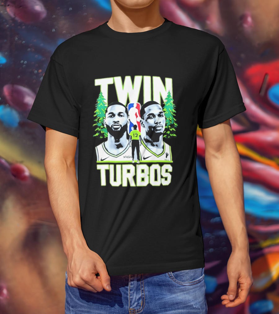 Twin Turbos Minnesota Timberwolves NBA Basketball Player Portraits T-Shirt