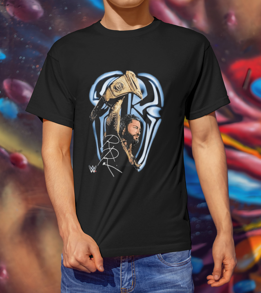 OVO WWE Collaboration Roman Reigns Holding Championship Belt 2026 T-Shirt