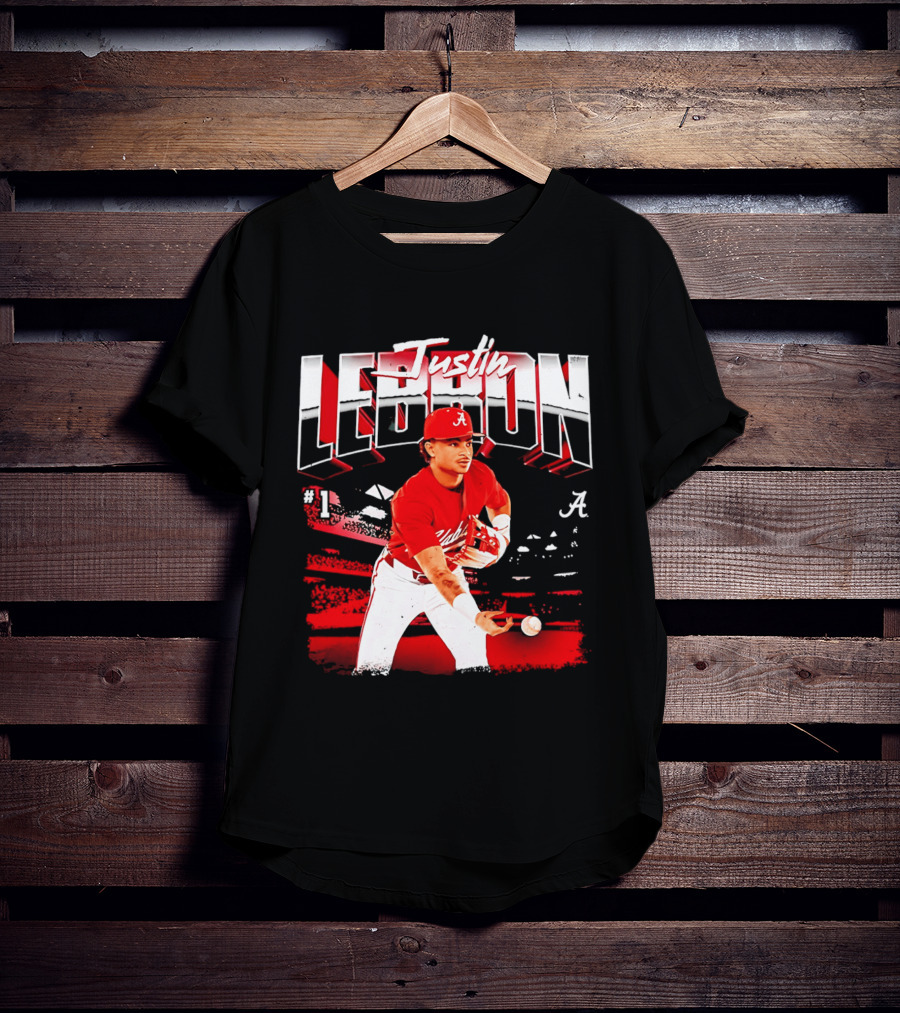 Justin Lebron Alabama Crimson Tide Baseball Player In Action T-Shirt