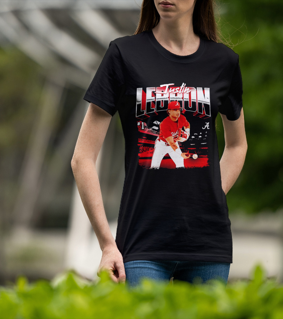 Justin Lebron Alabama Crimson Tide Baseball Player In Action T-Shirt