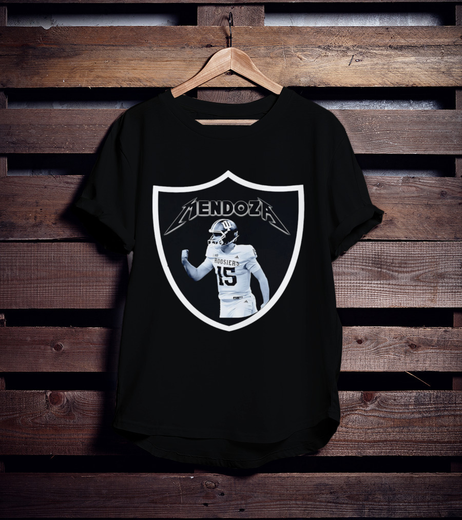 Mendoza Hoosiers 15 Shield Style Las Vegas Raiders T-Shirt