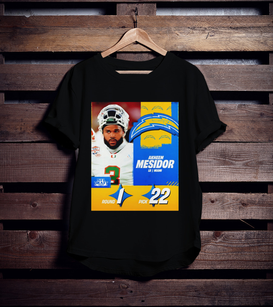 NFL Draft 2026 Los Angeles Chargers Akheem Mesidor Round 1 Pick 22 T-Shirt