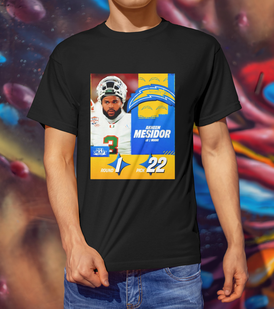 NFL Draft 2026 Los Angeles Chargers Akheem Mesidor Round 1 Pick 22 T-Shirt