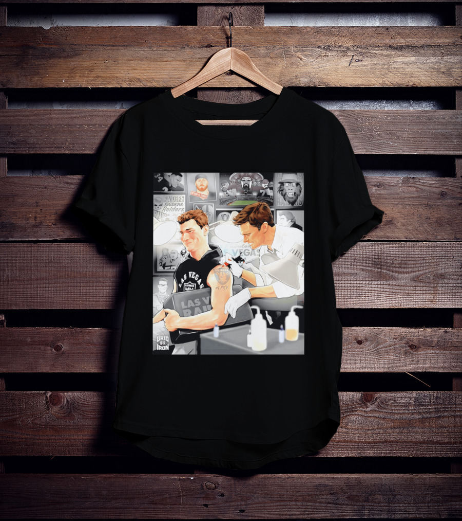 Las Vegas Raiders Fernando Mendoza Tom Brady Tattoo Moment With Raiders Art And Iconic Characters T-Shirt
