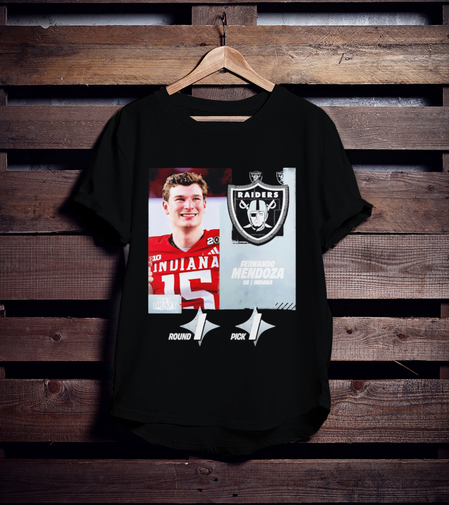 Fernando Mendoza QB Indiana Las Vegas Raiders Round 1 Pick 1 NFL Draft 2026 T-Shirt