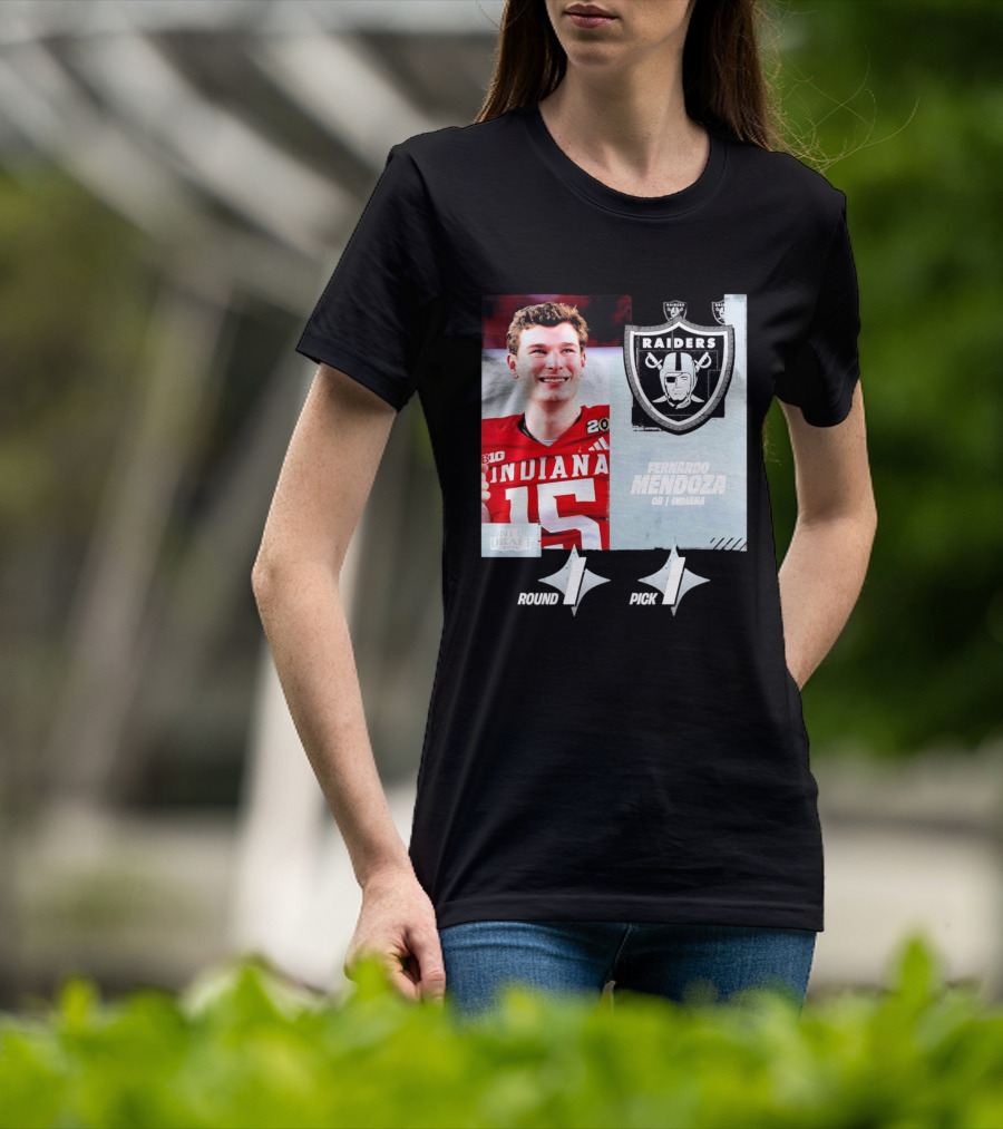 Fernando Mendoza QB Indiana Las Vegas Raiders Round 1 Pick 1 NFL Draft 2026 T-Shirt