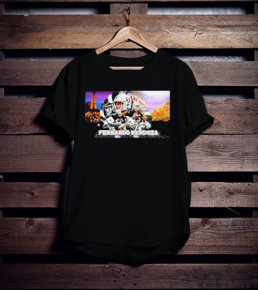 Fernando Mendoza Raiders Las Vegas Lights Casino Dice Football Draft T-Shirt