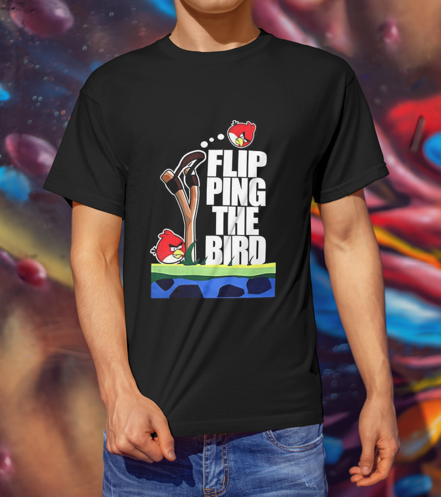 Flipping The Bird Angry Slingshot Birds T-Shirt