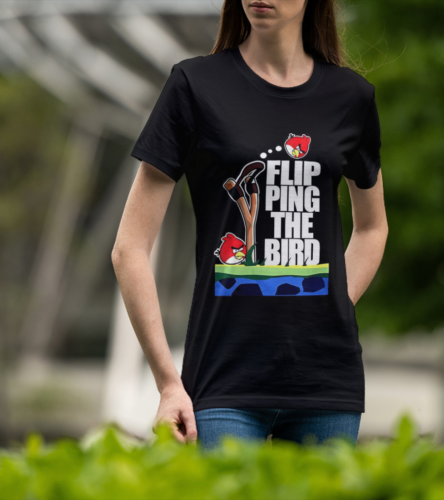 Flipping The Bird Angry Slingshot Birds T-Shirt