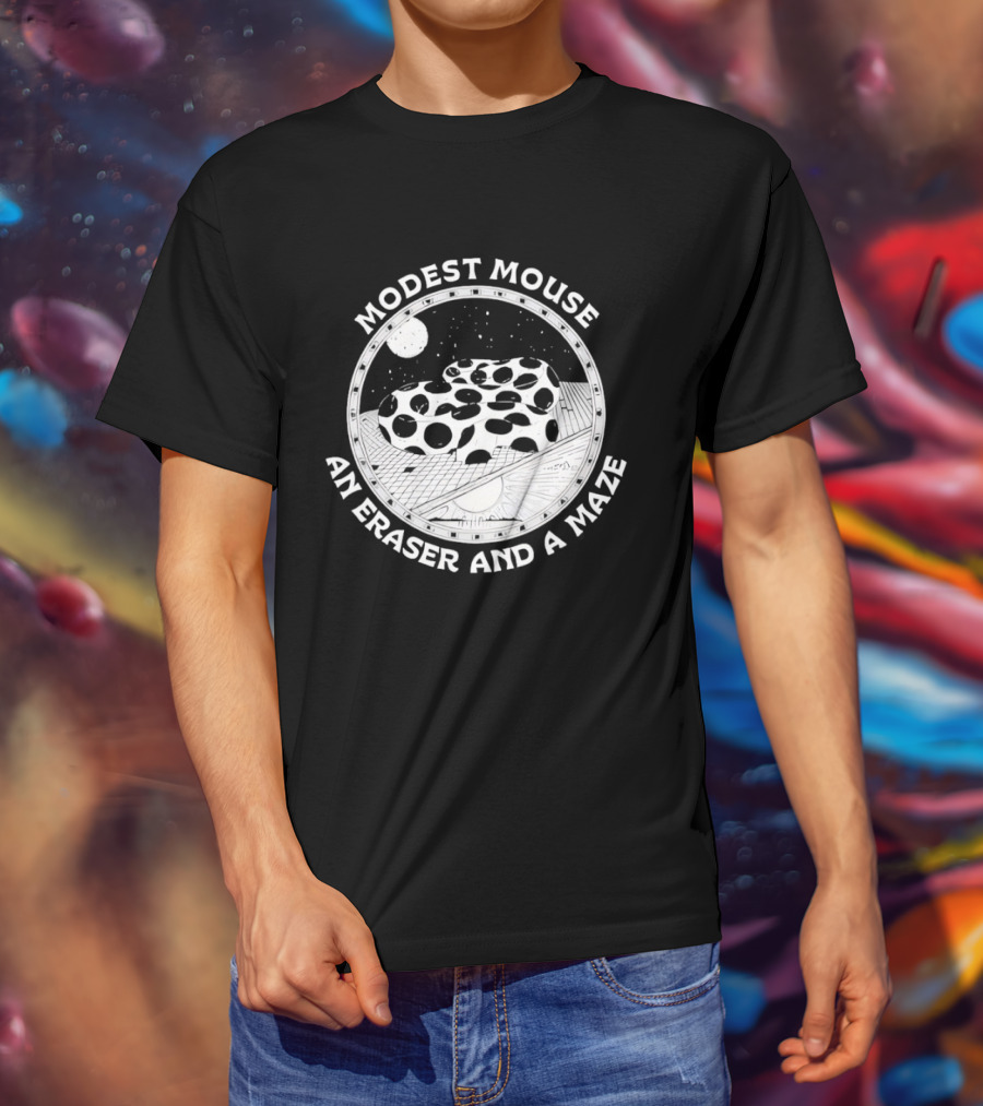 Modest Mouse An Eraser And A Maze Circle Moon Stars Maze T-Shirt