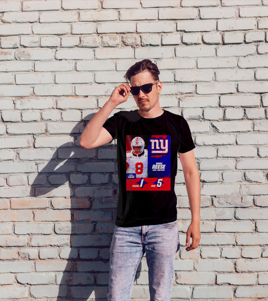 New York Giants NFL Draft 2026 Arvell Reese Ohio State Round 1 Pick 5 T-Shirt