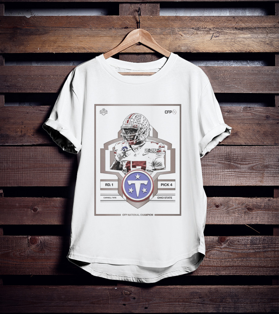 Carnell Tate 2026 Round 1 Pick 4 Tennessee Titans T-Shirt
