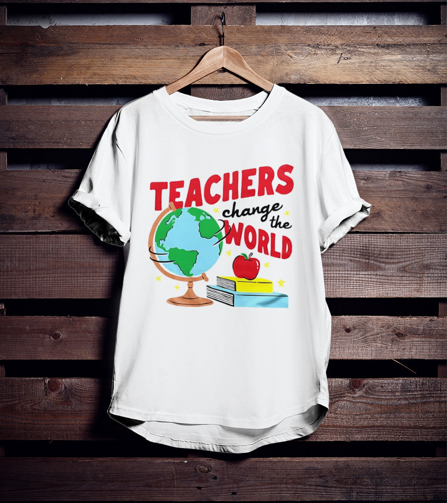 Teachers Change The World Globe Book Apple T-Shirt