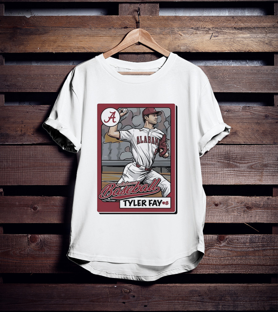 Alabama Crimson Tide Baseball Tyler Fay #8 Cartoon Card T-Shirt