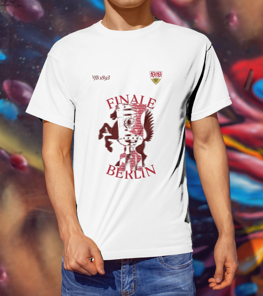 VfB 1893 Finale Berlin 2026 DFB Pokal Final Iconic Team Crest Featuring Red Trophy And Horse T-Shirt