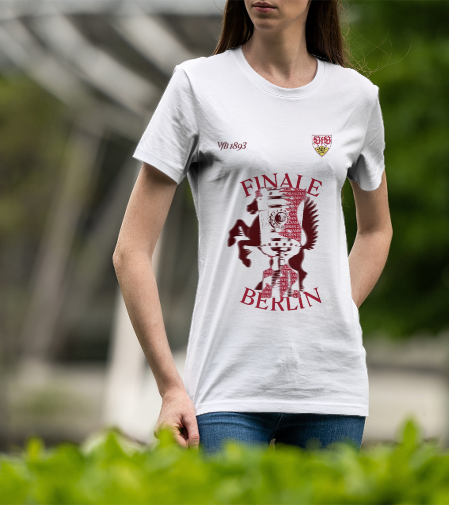 VfB 1893 Finale Berlin 2026 DFB Pokal Final Iconic Team Crest Featuring Red Trophy And Horse T-Shirt