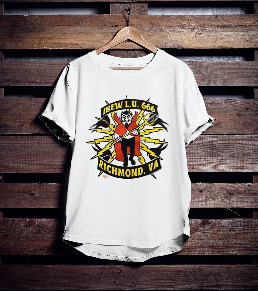 IBEW LU 666 Richmond VA Devil With Pitchfork And Lightning Bolts T-Shirt