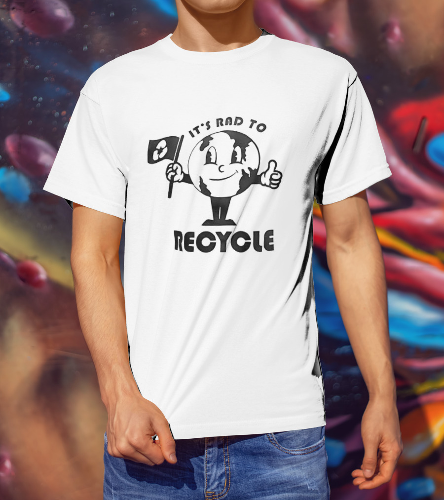 It's Rad To Recycle Earth Character With Flag And Thumbs Up T-Shirt