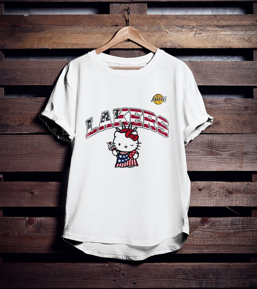 Los Angeles Lakers Hello Kitty Independence Day 1776 Celebration T-Shirt