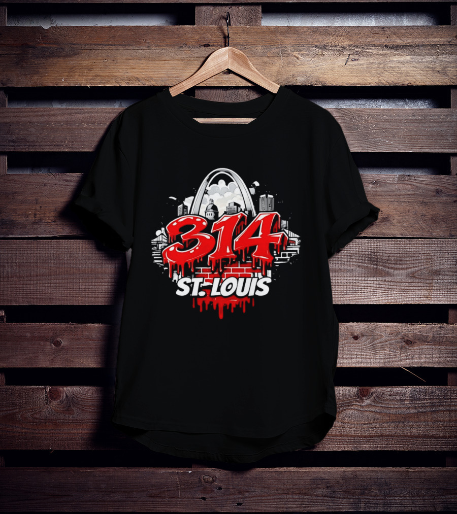 314 St Louis Blood Melting Skyline Arch Brick Wall T-Shirt