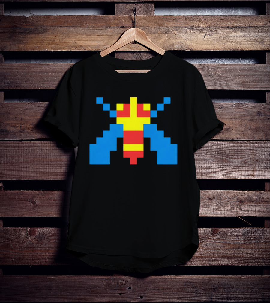 Galaga Alien Sprite Pixelated Retro Video Game T-Shirt