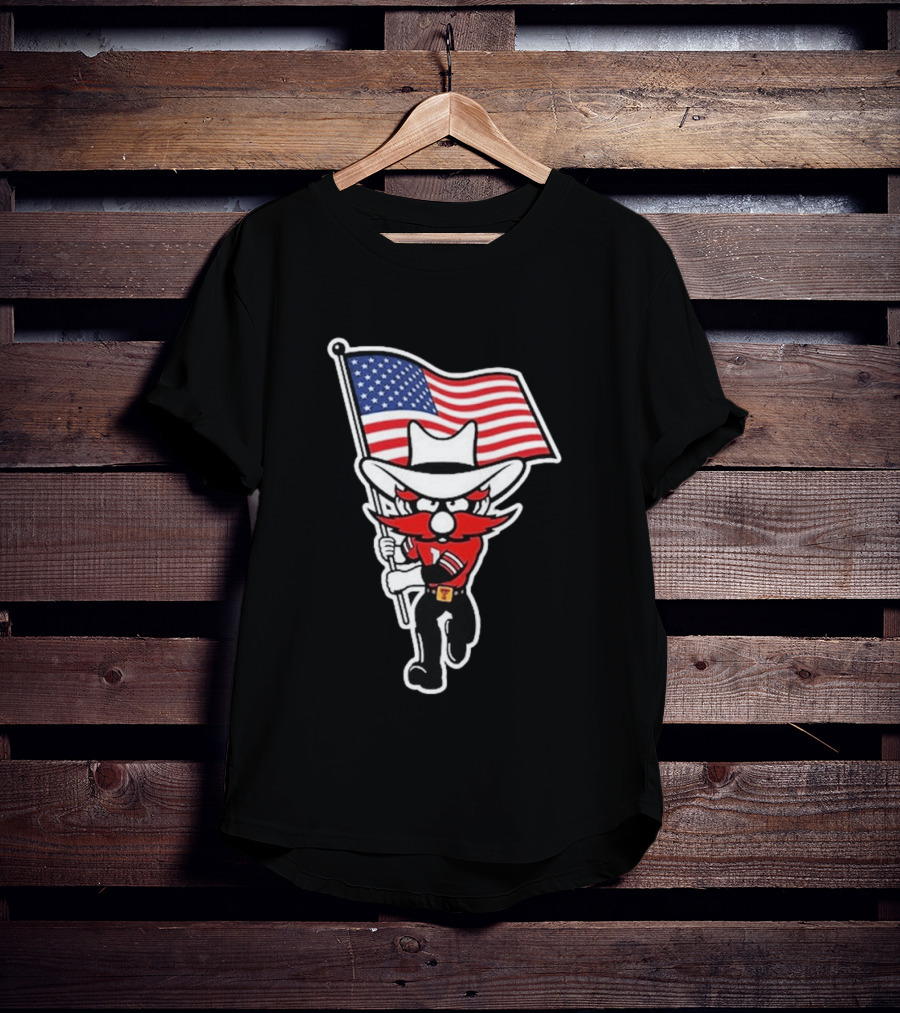 Raider Red American Flag Cowboy Cartoon Running T-Shirt