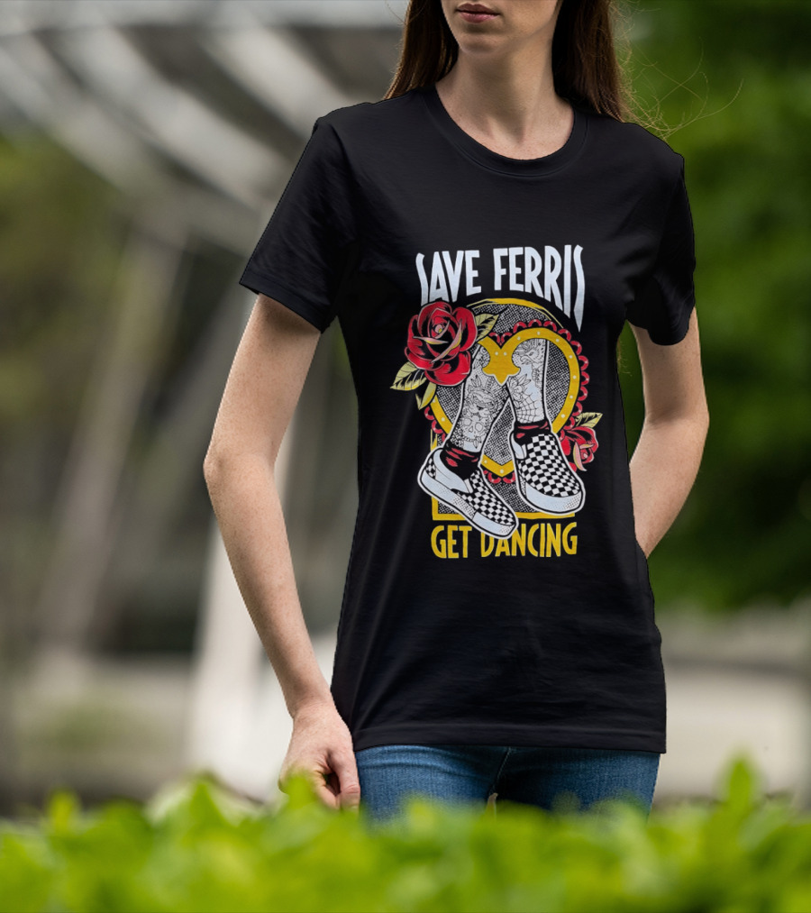 Save Ferris Get Dancing Checkered Shoes Rose T-Shirt