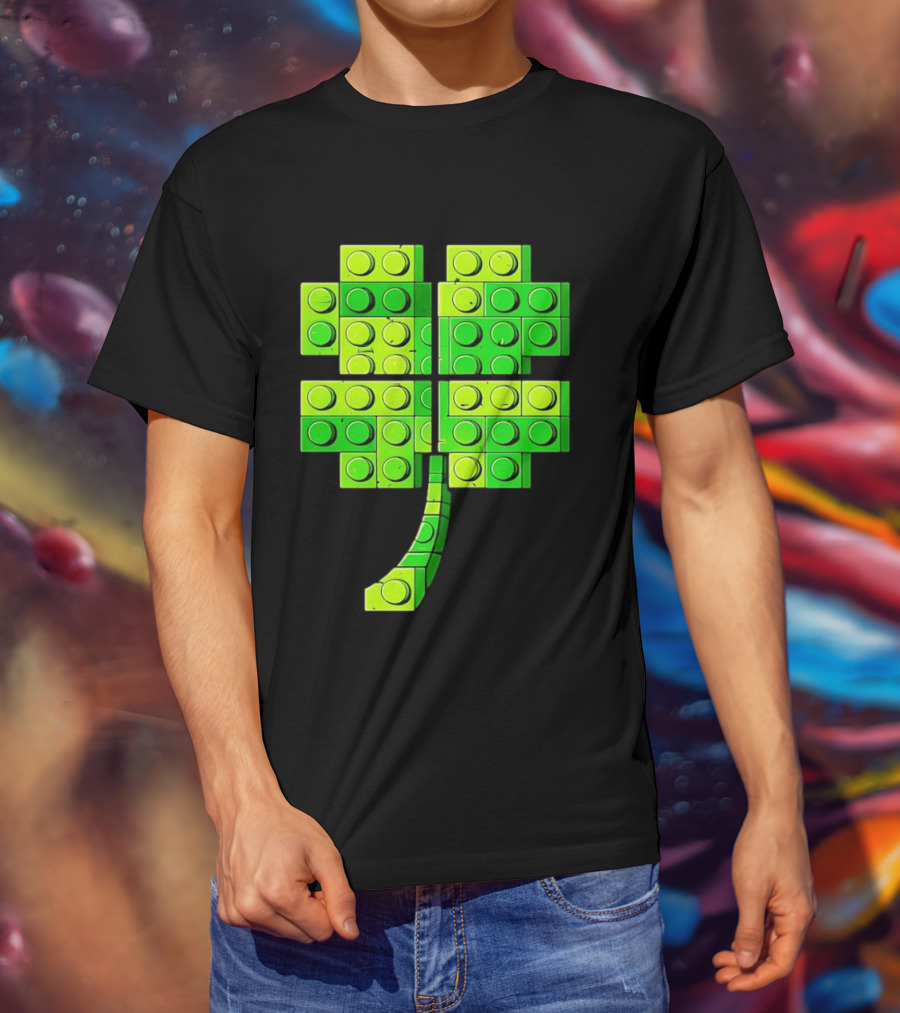 Shamrock Building Blocks Clover St Patrick's Day T-Shirt