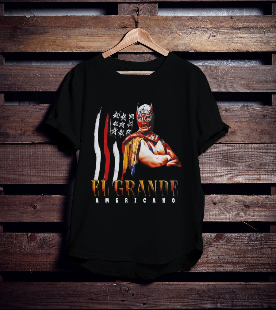 El Grande Americano WWE Flag Grunge Luchador Wrestler Mask Mexican T-Shirt