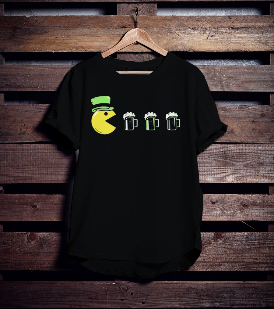 St Pacman's Day St Patrick's Day Beer And Classic Video Game Celebration T-Shirt