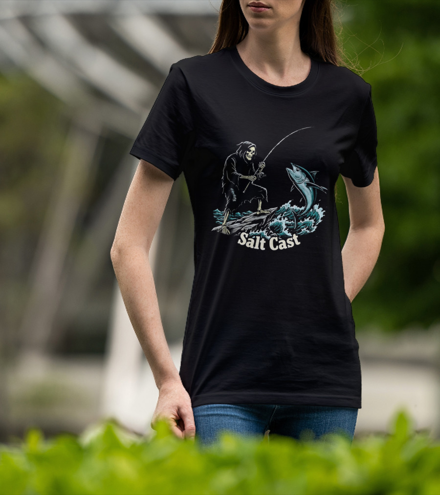 The Grim Reaper Fishing For Tuna On Sea Salt Cast T-Shirt