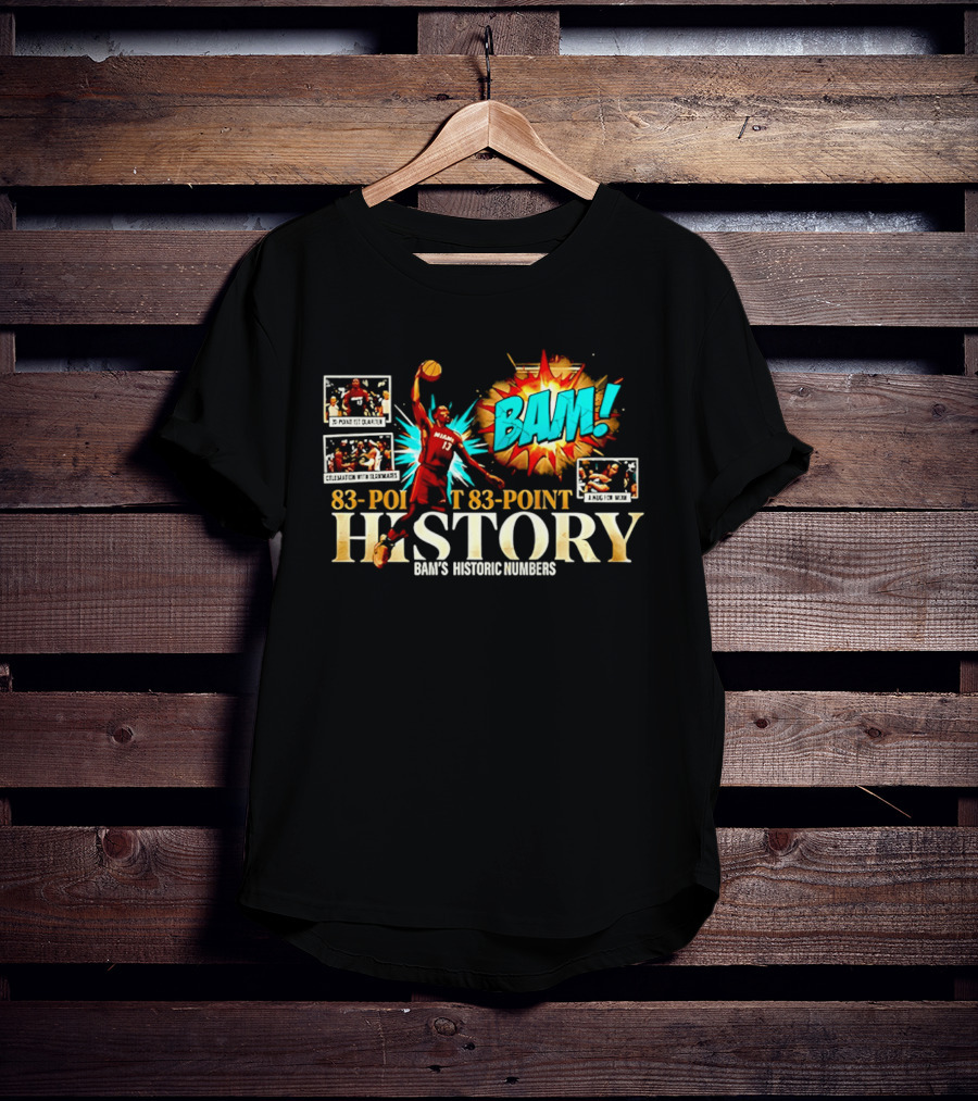 Miami Heat Bam Adebayo 83 Point History Bam's Historic Dunkers Comic T-Shirt