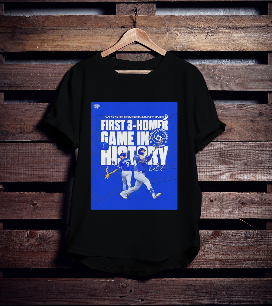 Vinnie Pasquantino First 3 Homer Game World Baseball Classic 2026 History T-Shirt