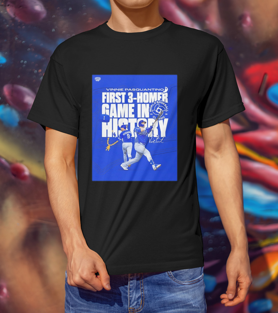 Vinnie Pasquantino First 3 Homer Game World Baseball Classic 2026 History T-Shirt