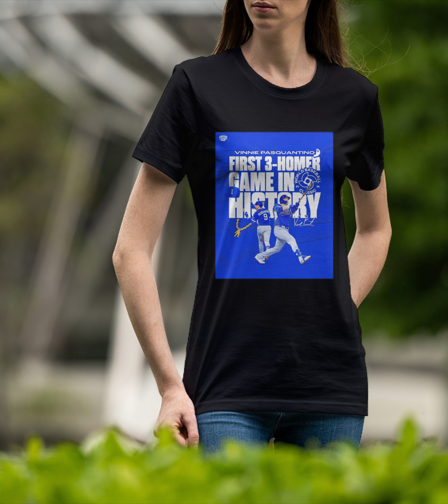 Vinnie Pasquantino First 3 Homer Game World Baseball Classic 2026 History T-Shirt