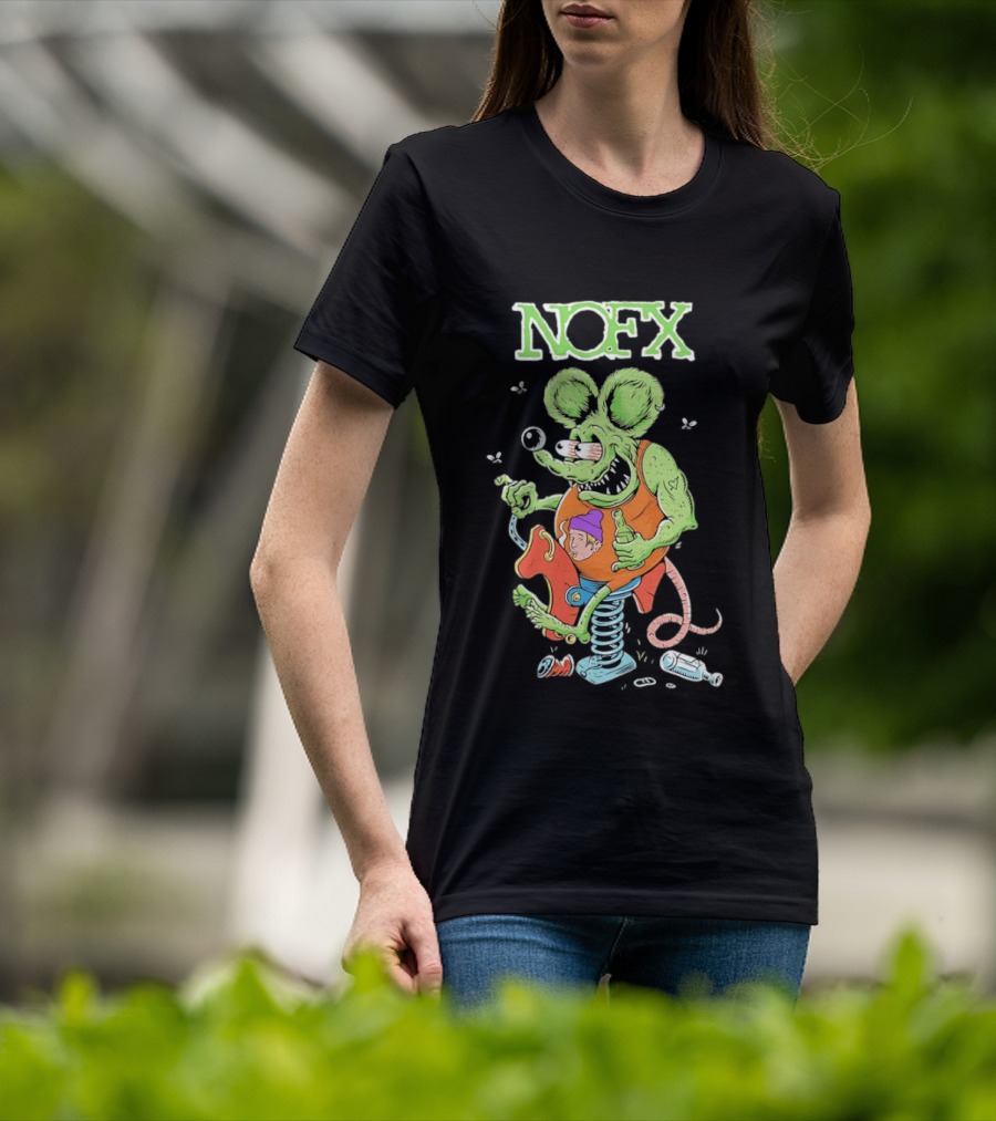 NOFX Wind Up Mouse Rat Fink Green Monster T-Shirt
