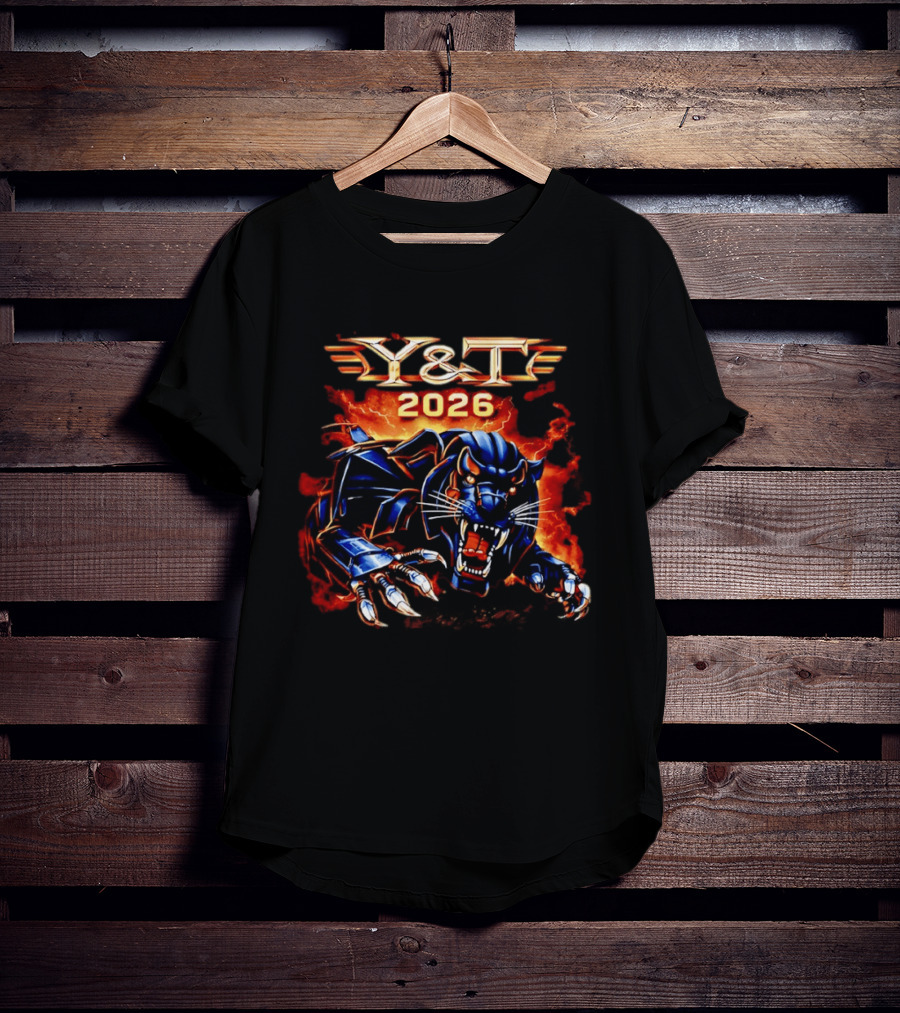 Y&T 2026 Black Tiger Roaring Fiery Beast T-Shirt