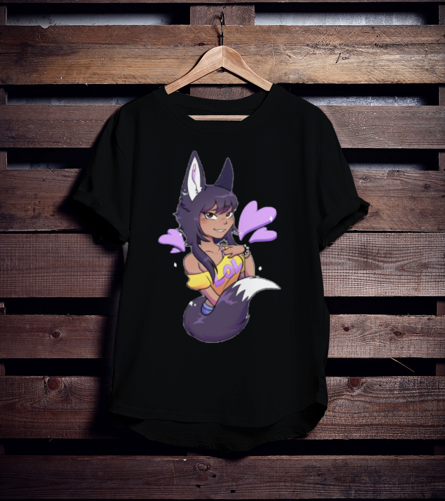 SaraWolf Wolf Girl Lover LOL Purple Hearts Playful Vibes T-Shirt